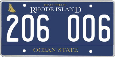 RI license plate 206006
