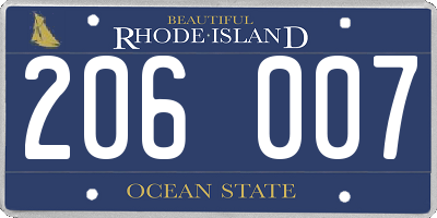 RI license plate 206007