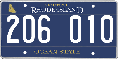 RI license plate 206010