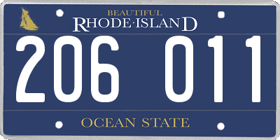 RI license plate 206011