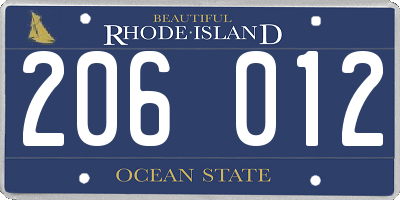 RI license plate 206012