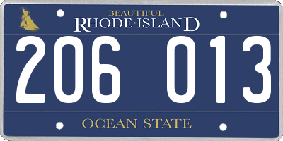 RI license plate 206013