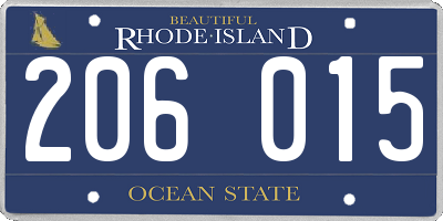 RI license plate 206015