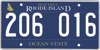 RI license plate 206016
