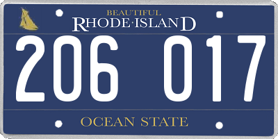 RI license plate 206017