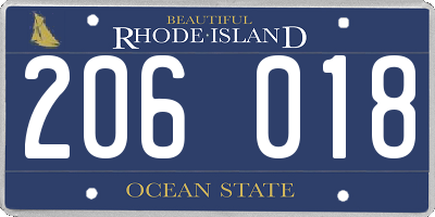 RI license plate 206018