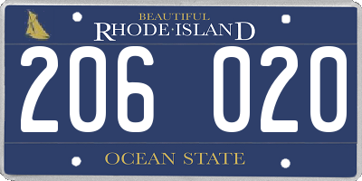 RI license plate 206020