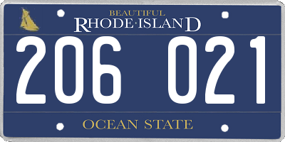 RI license plate 206021