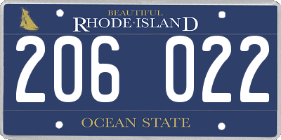 RI license plate 206022