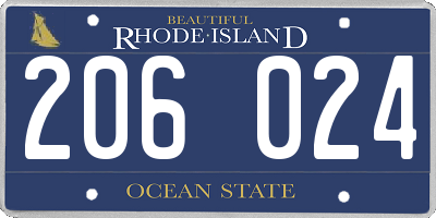 RI license plate 206024