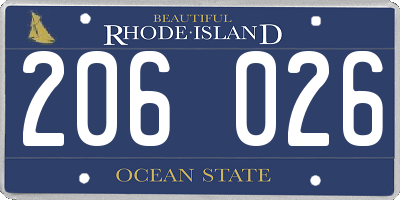 RI license plate 206026