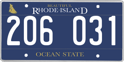 RI license plate 206031