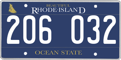 RI license plate 206032