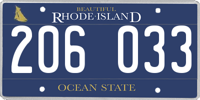 RI license plate 206033