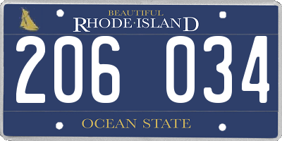 RI license plate 206034