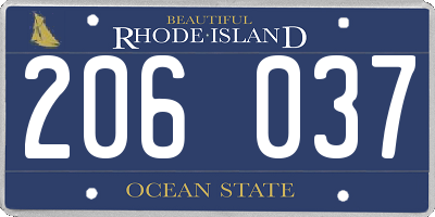 RI license plate 206037