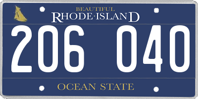 RI license plate 206040