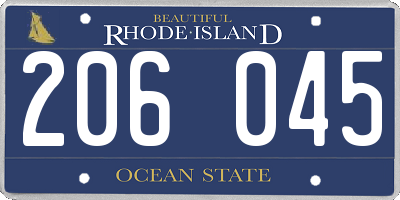 RI license plate 206045