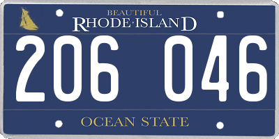 RI license plate 206046