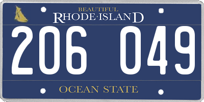 RI license plate 206049