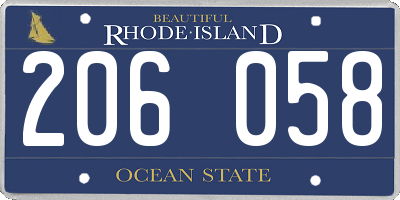 RI license plate 206058