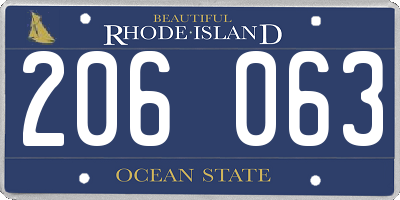 RI license plate 206063