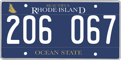 RI license plate 206067