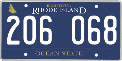 RI license plate 206068