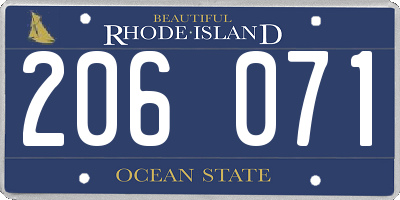 RI license plate 206071
