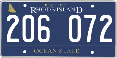 RI license plate 206072