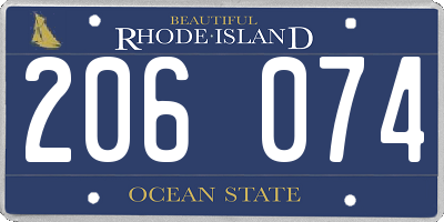 RI license plate 206074