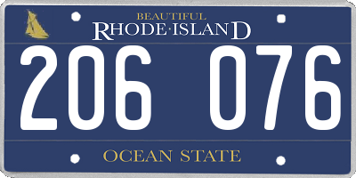 RI license plate 206076