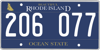 RI license plate 206077