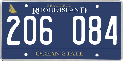 RI license plate 206084