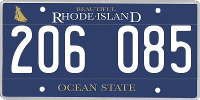 RI license plate 206085