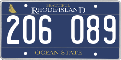 RI license plate 206089