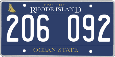 RI license plate 206092