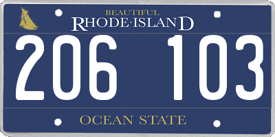 RI license plate 206103