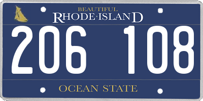 RI license plate 206108