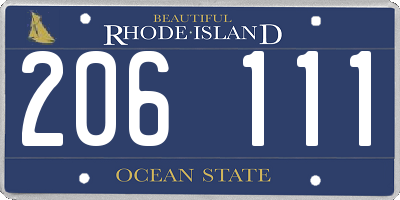 RI license plate 206111