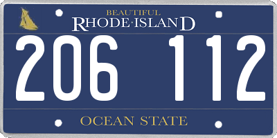 RI license plate 206112