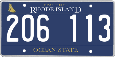 RI license plate 206113
