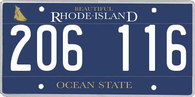 RI license plate 206116