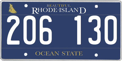 RI license plate 206130