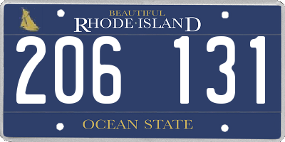 RI license plate 206131