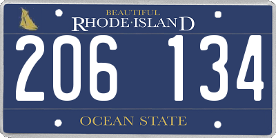 RI license plate 206134