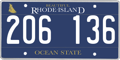 RI license plate 206136