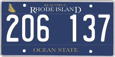 RI license plate 206137