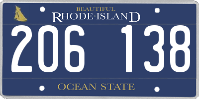 RI license plate 206138