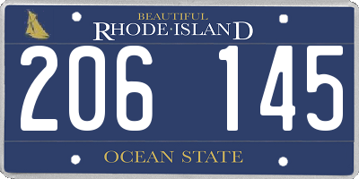 RI license plate 206145